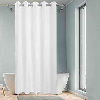 Extra Long No Hook Shower Curtain or Liner Soft Microfiber - Fabric Shower Curtain Liner Set, Machine Washable & Water Repellent, White, 71x98 - color: White, size: 71"W x 98"L (Pack of 1)