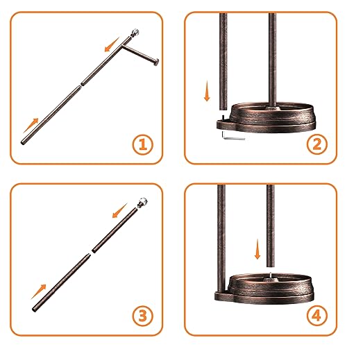 KASUNTO Toilet Paper Holder for Bathroom, Heavy Weighted Metal Free Standing Toilet Paper Holder Stand with Crystal Ball, Toilet Paper Roll Stand for Bathroom Accessories (Oil Rubbed Bronze) - color: D- Oil Rubbed Bronze