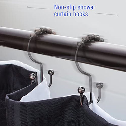2lbDepot Shower Curtain Rings Hooks - Bronze Finish - Premium 18/8 Stainless Steel - Oil Rubbed Double Hooks with Easy Glide Rollers Rust Resistant - Six Finishes Available - Set of 12 for Shower Rod - color: Oil Rubbed Bronze