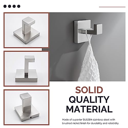 Angle Simple Bathroom Towel Hook Brushed Nickel, SUS304 Stainless Steel Hand Towel Rack, Square Coat Robe Hook, Wall Mount | SUS304 Stainless Steel, Hand Towel Holder for Kitchen Hallway Closet RV, Keep Neat and Organized, Screw Wall Mount - color: Brushe