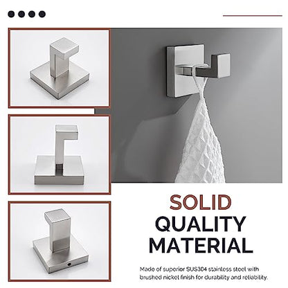 Angle Simple Bathroom Towel Hook Brushed Nickel, SUS304 Stainless Steel Hand Towel Rack, Square Coat Robe Hook, Wall Mount | SUS304 Stainless Steel, Hand Towel Holder for Kitchen Hallway Closet RV, Keep Neat and Organized, Screw Wall Mount - color: Brushe