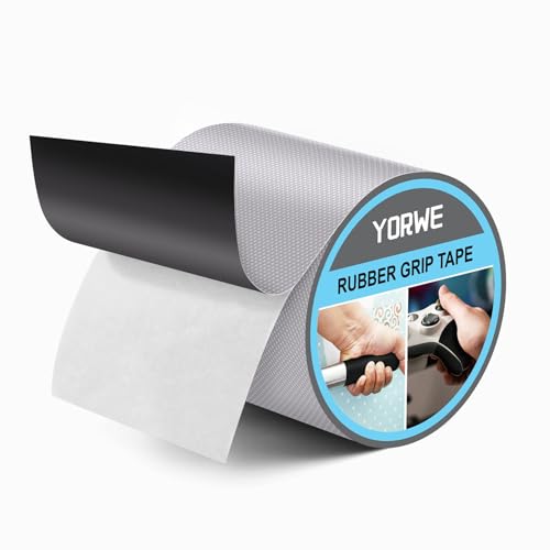 Yorwe Rubber Grip Tape, Ultra-Thin Strong Adhesive Anti-Slip Waterproof Heat Resistant Wear-Resistant Cushion Pad, Making Handles or Contact Surfaces Safer, with Grip and Comfort (Gray, 4In x 10Ft) - color: Gray, size: 4In x 10Ft
