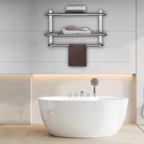 LUANT 24 Inch Bathroom Shelf 3-Tier Wall Mounting Rack with Towel Bars - color: Polished 24 Inch