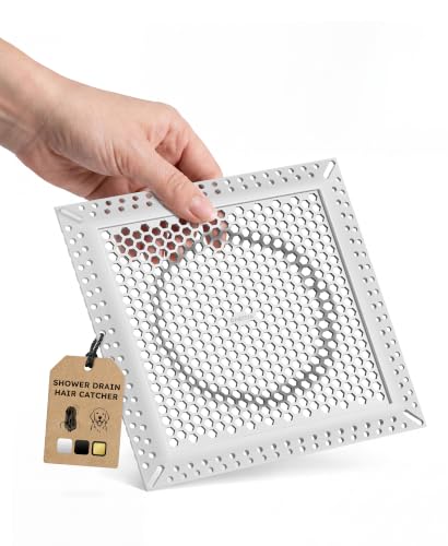 Square Shower Drain Hair Catcher, Efficient Drainage, Gray, 6 inch | 304 Stainless Steel and TPE Material/ Stays in Place / Easy Clean / Anti-Clogging / Fits Bathroom Hair Catcher for Shower - color: Gray, size: 6 inch