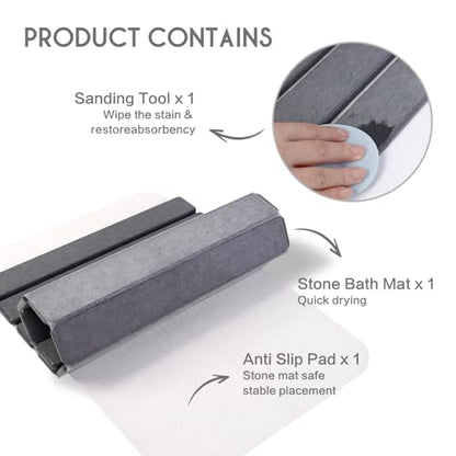 BoxedHome Large Stone Drying Mat for Kitchen Counter, Non-Slip 24"×16" | Quick Drying Diatomaceous Earth, Super Absorbent, Foldable, Birthday Gfts for Women Mom Grandma - color: Dark Grey