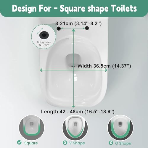 Quick Release Rectangular Soft Close Toilet Seat with Easy Cleaning, Top Fixing & Adjustable Hinges, White Plastic Cover, 03b - size: 05b