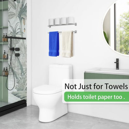 VOTZAAQ Brushed Nickel Towel Bar for Bathroom Wall,Stainless Steel Towel Racks for Bathroom Wall Mounted, Space-Saving Towel Storage, 24 Inch - size: 24 Inch（2 packs）