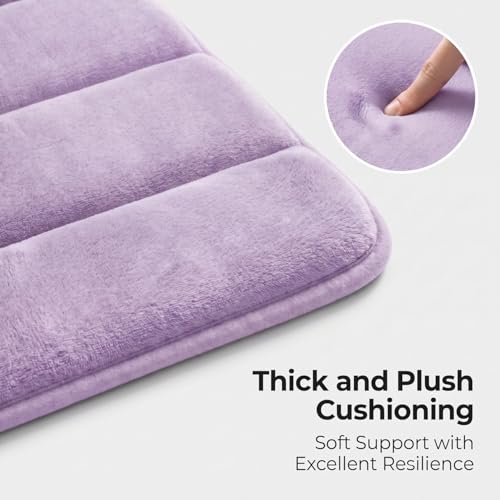 Bathroom Rugs Set 3 Piece, Memory Foam Bath Rugs, Non Slip Washable Bathroom Rug Set, Extra Soft Absorbent Bath Mats with U-Shaped Toilet Rug, Lavender - color: Lavender