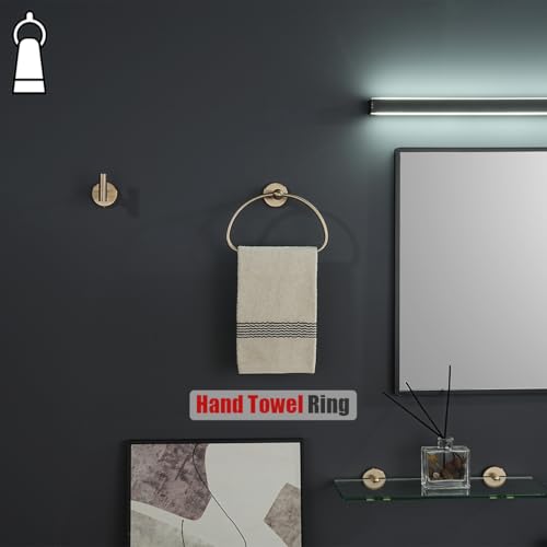 JQK Towel Ring Champagne Bronze, Stainless Steel Half Ring Towel Holder for Bathroom, 7 Inch Wall Mount, TR160-CB - color: Champagne Bronze