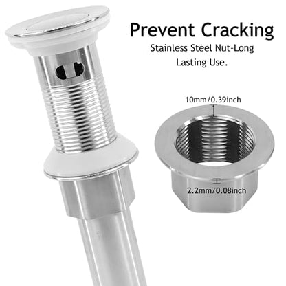 Bathroom Sink Drain,Drain Stopper Bathroom Sink with Overflow,Small Cap Pop Up Drain Assembly with Detachable Strainer Basket,Built-in Anti-Clogging, Stainless Steel Nut Brushed Nickel - color: Brushed Nickel-small Cap, style: With Overflow