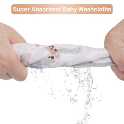 Baby Washcloths, 24Pack Baby Wash Cloths Extra Soft & Ultra Absorbent, Baby Towels and Washcloths Face Towels for Unisex Boys Girls Body, Washclothes Gentle on Sensitive Skin, 9x9 Elephants & Giraffes - color: Elephants & Giraffes
