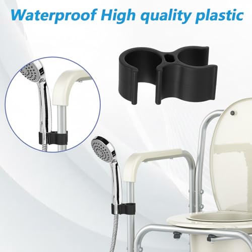 2 PCS Shower Head Holder for Shower Chair, Universal Bath Seat Shower Bracket Attachment for Transfer Bench, Tub Stool, Elderly Disabled Users, Universal Fit - color: Black