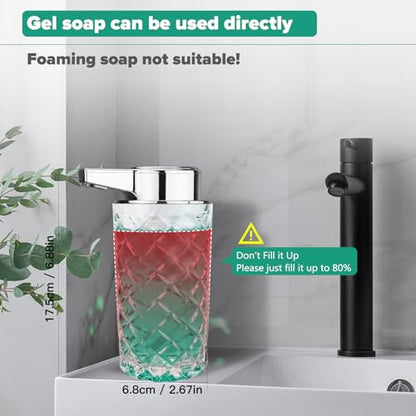 Automatic Soap Dispenser Liquid for Kitchen: 11 OZ Glass Touchless Clear Auto Soap Dispenser for Bathroom - Hand Dish Lotion Home Countertop Kids - Family Couple - color: Diamond Style Liquid