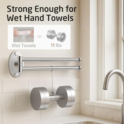 KES Swivel Towel Bar for Bathroom 9-Inch Kitchen Swing Out Double Towel Bar | 2-Arm, Kitchen Wall Mounted SUS 304 Stainless Steel, Polished Finish, A2106S23 - color: Polished Finish, size: 23cm