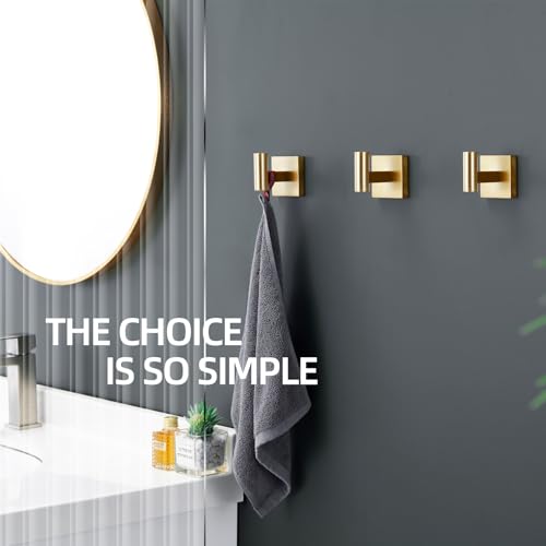 KOKOSIRI Robe Hooks Bathroom Towel Coat Hook for Bath Kitchen Wall 3 Pack Brushed Gold Stainless Steel B1013BG-P3 - color: Brushed Gold, size: 3 Pack