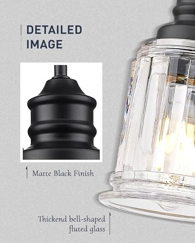 HWH Wall Sconces Set of 2, 1-Light Matte Black Bathroom Light Fixtures, Modern Single Vanity Light Wall Lamp with Bell-Shaped Clear Glass, 5HZG106B-2 BK - color: Black, size: 1-Light *2