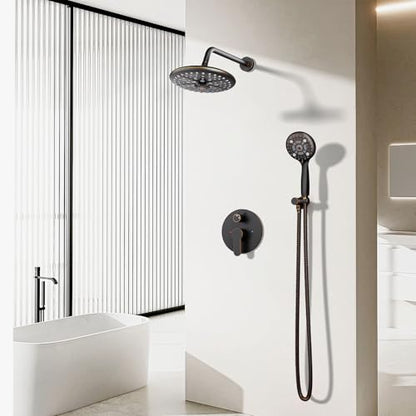 EMBATHER 10'' Shower System with Handheld Trim Kit, Oil Rubbed Bronze | 2-IN-1 Shower Faucet Set, 3-Mode Shower Head, 8-Setting Handheld Spray, Pressure-balanced Valve & Trim Kit - color: Oil Rubbed Bronze, size: 10 Inch