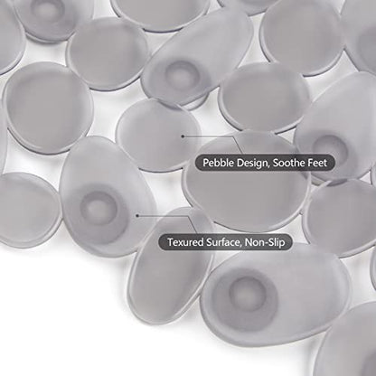 WELTRXE Non Slip Bathtub Mat 35 x 16 Inches Pebbles Shower Mats with Suction Cups, Drain Holes for Bathroom Showers, Tub, Machine Washable Bathroom Mats BPA, Latex Free Safe Tub Mats - Clear Gray - color: Pebbles-clear Gray, size: 35" x 16" (Rectangular)