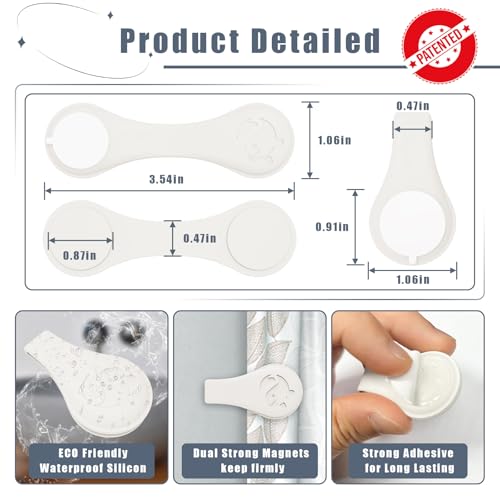 Magnetic Silicone Shower Curtain Clips for Liner 3 Packs (White) | Self Adhesive, Windproof Splash Holders, Prevent Water Splashing Out, Shower Curtains Keeper, Keep Curtain Closed to Wall - size: 1.8"W x 3.3"L (Pack of 3)