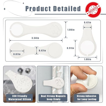Magnetic Silicone Shower Curtain Clips for Liner 3 Packs (White) | Self Adhesive, Windproof Splash Holders, Prevent Water Splashing Out, Shower Curtains Keeper, Keep Curtain Closed to Wall - size: 1.8"W x 3.3"L (Pack of 3)