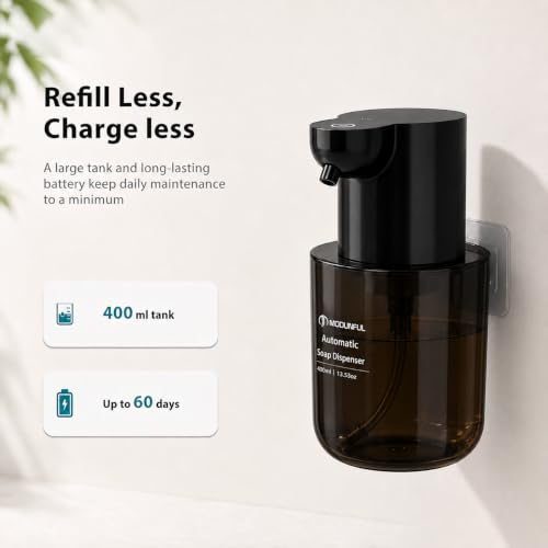 Automatic Foaming Soap Dispenser Touchless,13.5oz Compact Wall Mount Black
