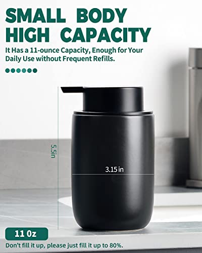 BosilunLife Black Foam Soap Dispenser, Hand Pump Dispenser for Kitchen Sink | Ceramic Foaming Hand Wash Dispenser for Bathroom Modern Farmhouse Small Soap Dispenser Lotion - color: Black-foam Pump