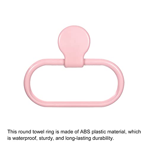 HARFINGTON Wall Mounted Oval Towel Ring ABS Hanging Holder Self-Adhesive for Bathroom Kitchen Accessories, Pink - color: Pink