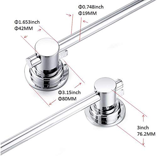 JiePai 17-28 Inch Extendable Suction Cup Towel Bar for Bathroom,Chrome | Adjustable,No Drill Removable Vacuum Towel Rail,Heavy Duty Wall Mount ,For Smooth Surfaces,for Bathroom & Kitchen - color: Chrome