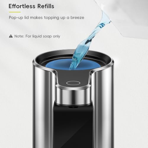 EKO Aroma 9 fl oz Automatic Liquid Soap Dispenser, Rechargeable & Water-Resistant for Kitchen and Bathroom with Adjustable Soap Dispensing Volume Control (Chrome Metallic) - color: Chrome Metallic, size: 9 oz (Standard Rechargeable)
