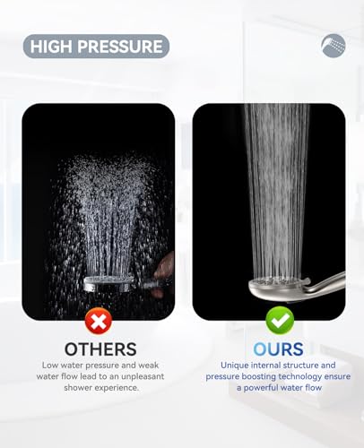 JDO Shower Head with Handheld, High Pressure Handheld Shower Head 9 Settings, Detachable Shower Head Set with Stainless Steel Hose and Shower Bracket (Brushed Nickel) - color: Brushed Nickel