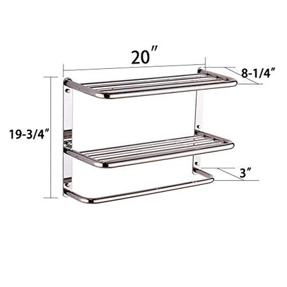 LUANT Bathroom Shelf 3-Tier Wall Mounting Rack with Towel Bars - color: Polished 20 Inch