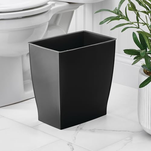 iDesign Small Plastic Bathroom Trash Can, Slim Rectangle, 2-Pack, Black | Garbage Bin for Bedroom, Office, Dorm - color: Black, style: Pack of 2