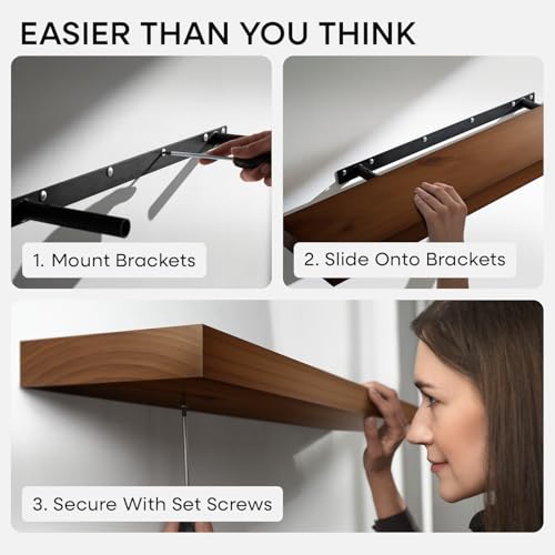 Walnut 12 inch Floating Shelf, High End Solid Real Wood Small 12inch Floating Shelves for Wall Mounted, Dark Brown 12in Floating Shelves, Heavy Duty Bracket, 12 X 6.5 X 1.75 inches, Set of 2 - color: American Walnut - Satin Dark Tone, size: 12 inch