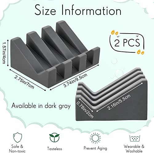 2 Pieces Silicone Soap Dish Self Draining Soap Dish Shower Waterfall Bar Soap Holder Tray with Drain Soap Saver for Kitchen Bathroom Accessories (Dark Grey) - color: Dark Grey