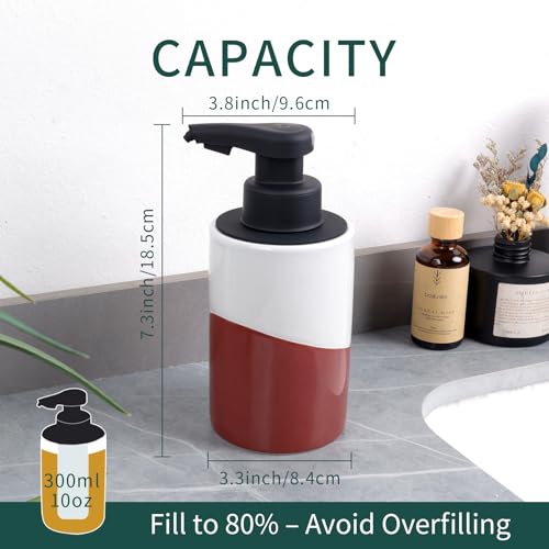 BosilunLife Automatic Soap Dispenser Ceramic Hand Free Soap Dispenser Pump Rechargeable Smart Electric Soap Lotion Dispenser Touchless for Kitchen Bathroom (White-Red, Foam Pump) - color: White-red (Foam)