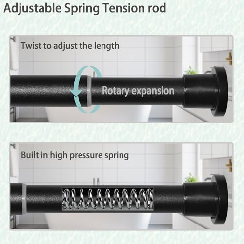 Black shower curtain rod, adjustable spring tension stainless steel telescopic rod, 31.5 to 80 inches, 1-inch diameter, easy to install,No Drill，No Rust (31.5-42.5 inch) - size: 31.5-42.5 inch