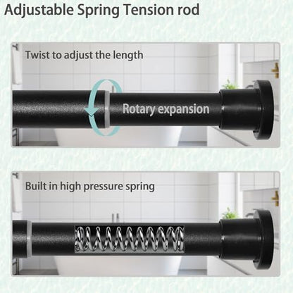 Black shower curtain rod, adjustable spring tension stainless steel telescopic rod, 31.5 to 80 inches, 1-inch diameter, easy to install,No Drill，No Rust (31.5-42.5 inch) - size: 31.5-42.5 inch