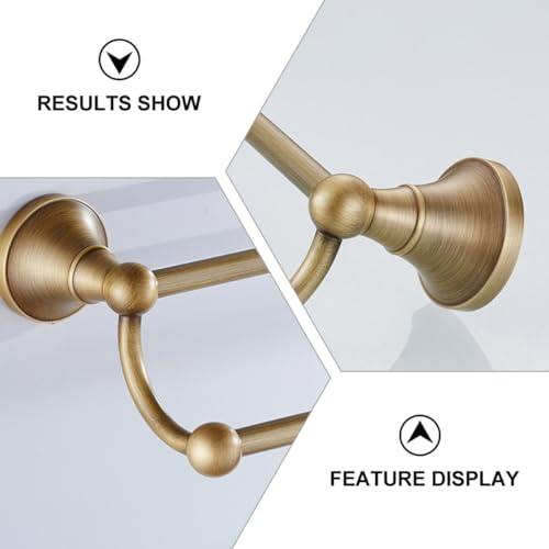 Brass Double Towel Bar Wall-Mounted Rack 55cm Antique Finish Bathroom Storage Holder Bathroom Towel Shelf Home Rack