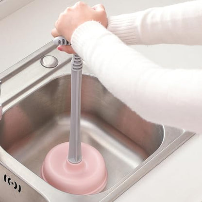 Rubber Toilet Plunger, Strong Suction Toilet Drain Plunger for Kitchen, Bathroom, Laundry Room Use Bathroom Accessories (Roseate) - color: Roseate