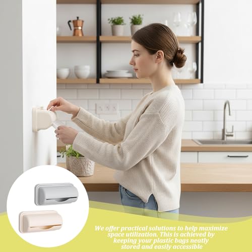 Trash Can Liner Dispenser 2PCS | For Kitchen Bathroom Toilet Storage, Garbage Bag Holder with Self-Adhesive Mount, Durable PP Material, Space-Saving Design