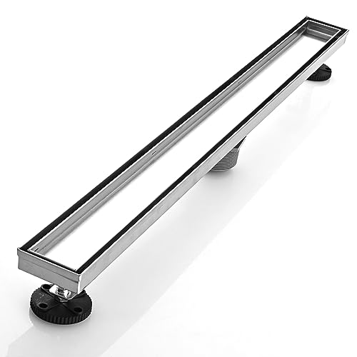 AVSIILE Linear Shower Floor Drain, 30 Inch Brushed Nickel 304 Stainless Steel Bathroom Drains Kit, Rectangular Shower Trench Drain with Reversable Tile-in Pattern Drain Cover & Hair Catcher - color: Brushed Stainless, size: 30 Inch