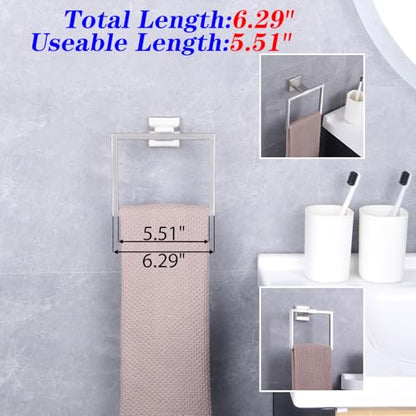 GERZWY Bath Towel Holder SUS304 Stainless Steel Towel Hanger Towel Ring for Bathroom Lavatory Wall Mount Contemporary Style, Brushed Finish JG1906-LS - color: Brushed