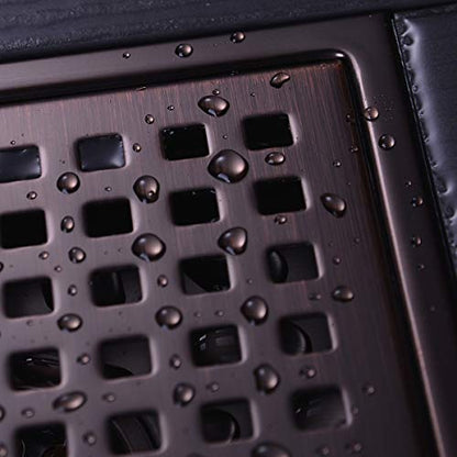 6 inch Stainless Steel Square Shower Floor Drain with Threaded Adapter, Removable Cover Grid Grate, Brushed Bronze Finished - color: Brushed Bronze