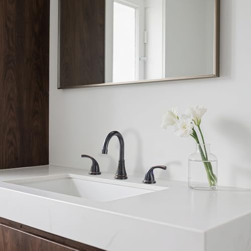 Bathroom Sink Faucet FRANSITON Centerset 8 Inch 2 Handle Bathroom Sink Faucet Lead-Free with Pop-up Drain Stopper and Supply Hoses (Oil Rubbed Bronze, 8 Inch) - color: Oil Rubbed Bronze