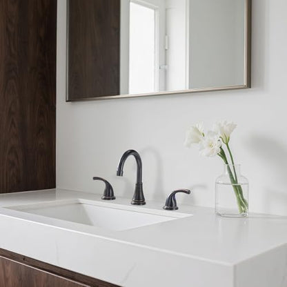 Bathroom Sink Faucet FRANSITON Centerset 8 Inch 2 Handle Bathroom Sink Faucet Lead-Free with Pop-up Drain Stopper and Supply Hoses (Oil Rubbed Bronze, 8 Inch) - color: Oil Rubbed Bronze