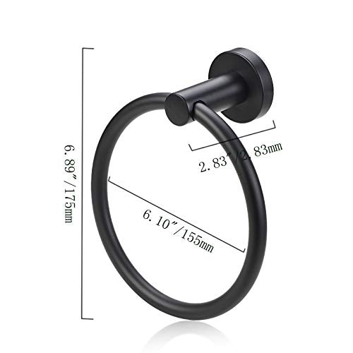 Bahroom Towel Ring,Matte Circle Hand Towel Holder,Heavy Duty Round Towel Holder Wall Mount Towel Rack Black - color: Towel Ring