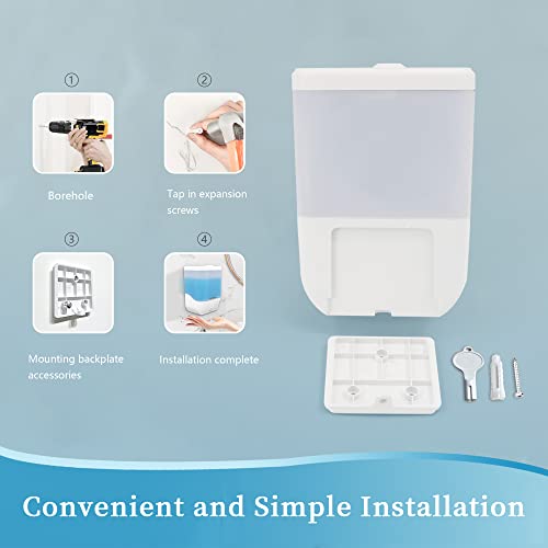 HANFNDA Wall Mount Soap Dispenser Commercial Soap Dispenser Wall Mounted for Bathroom Public Places Automatic Touchless 1000ml/33.8oz White