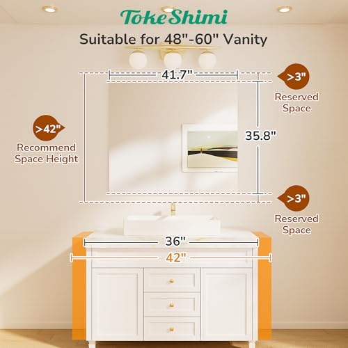 42x36 Frameless Bathroom Mirror, Vanity Bathroom Mirror for Wall Shatterproof Modern Rectangle Mirrors for Bedroom, Living Room, Entryway, Home Gym, Entryway - size: 36"L x 42"W, style: Frameless
