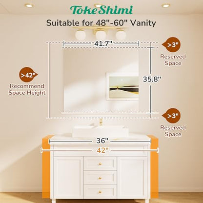42x36 Frameless Bathroom Mirror, Vanity Bathroom Mirror for Wall Shatterproof Modern Rectangle Mirrors for Bedroom, Living Room, Entryway, Home Gym, Entryway - size: 36"L x 42"W, style: Frameless