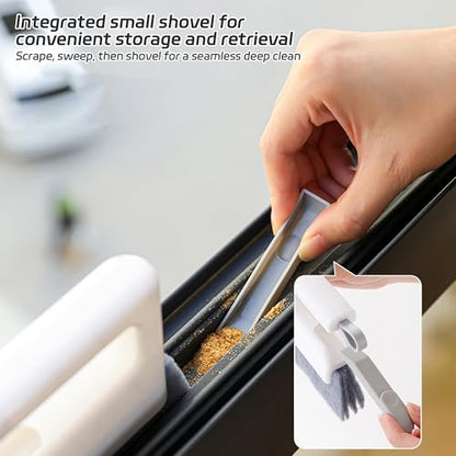 Deep Reach Window Groove Cleaning Brush, Handheld Track Cleaner Tool for Window Slides, Tile Grout, Shutters, Car Vents & Narrow Crevices (Grey) - color: Gray